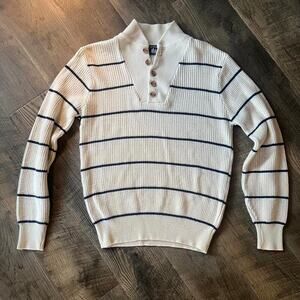 Boat House Row cream striped button up sweater Size M